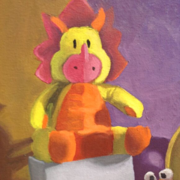 Unframed Original Art on Canvas "Favorite Plush Character Corner" 16" x 20" - Picture 9 of 12